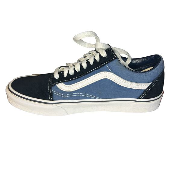 VANS Old Skool Unisex Skater Sneakers in Blue Suede Canvas Men Size 6.5 Women 8 - Picture 2 of 8